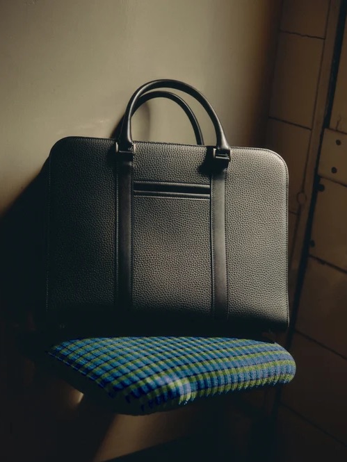 Authentic New With Tags Carl Friedrik Palissy Briefcase, Grained Leather Black — image 2 of 7